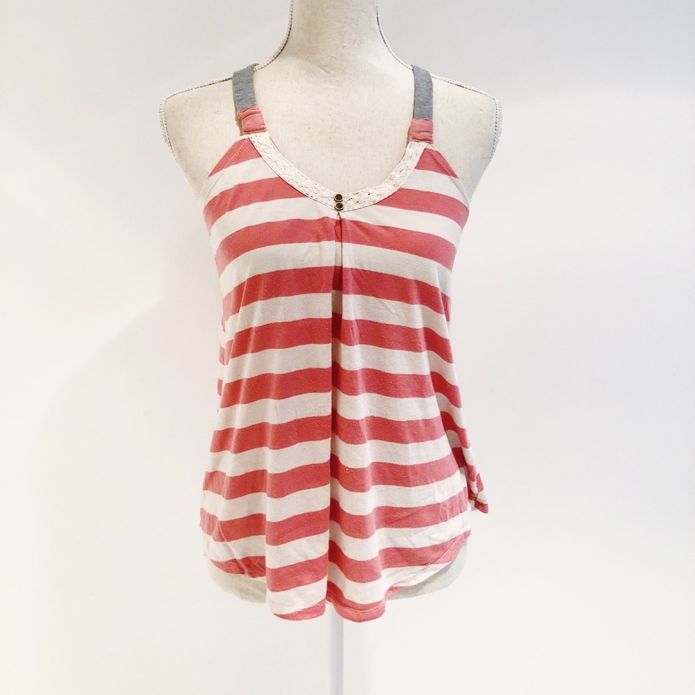 Salmon and white striped top